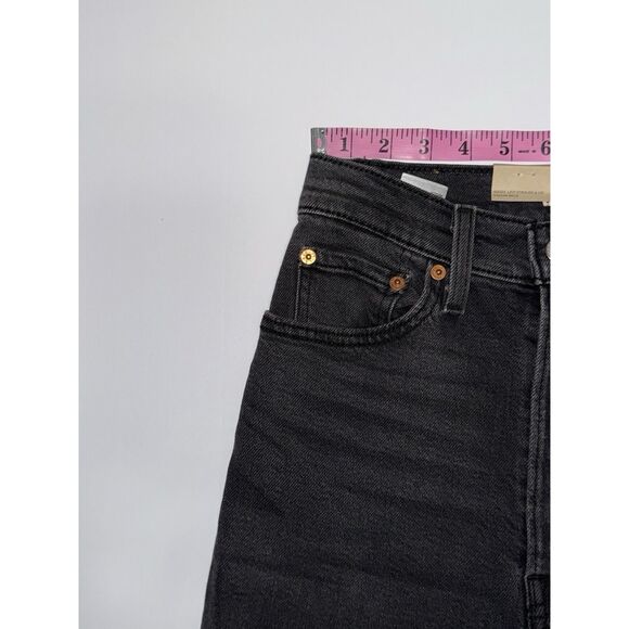 Levis Ribcage Bootcut Jeans Womens 27 Black High Rise 90s Button Fly Stretch - Picture 8 of 16